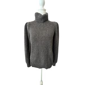 I.N.C. WOMENS COWL TURTLE NECK SLIGHT PUFF SHOULDERS BELL SLEEVE SWEATER